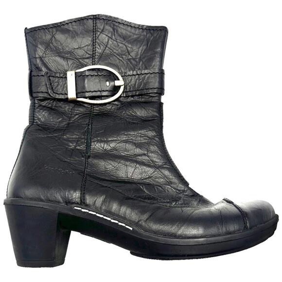 JOSEF SEIBEL women's black leather mid-calf boots - SIZE 11 - Picture 1 of 16